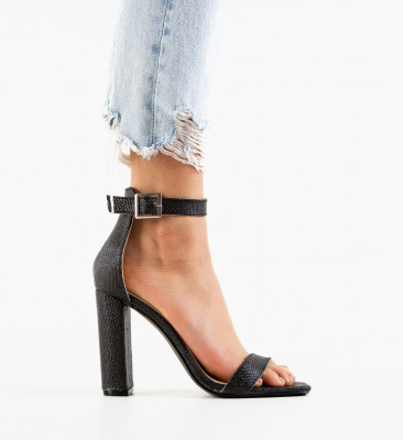 Sandale cu toc Puffy Negre