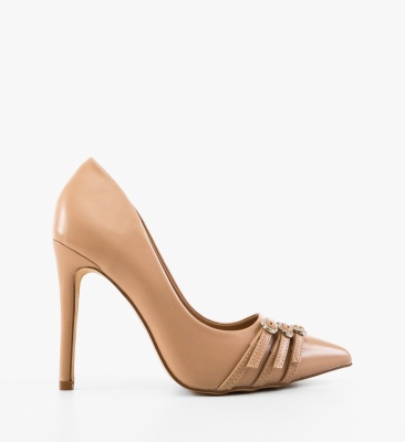 Pantofi stiletto dama Nelso Bej