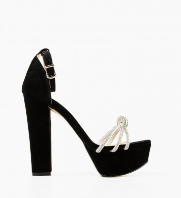 Sandale cu toc Delya Negre