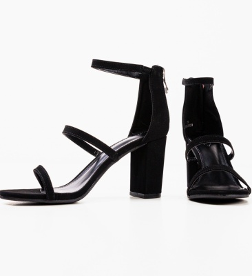 Sandale cu toc Hazel Negre
