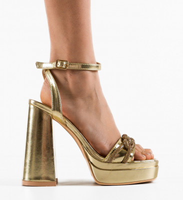 Sandale cu toc Julia Aurii