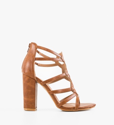 Sandale cu toc Polly Camel