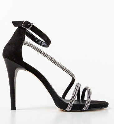 Sandale cu toc Queen Negre 2