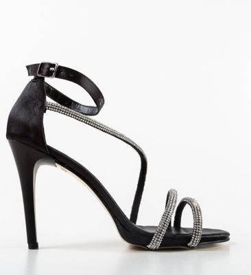 Sandale cu toc Queen Negre