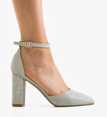 Pantofi dama cu toc Young Argintii