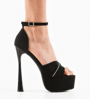 Sandale cu toc Caribou Negre