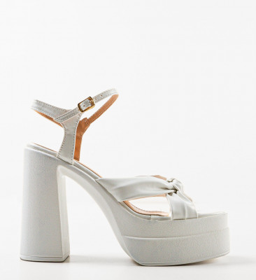 Sandale cu toc Finch Albe